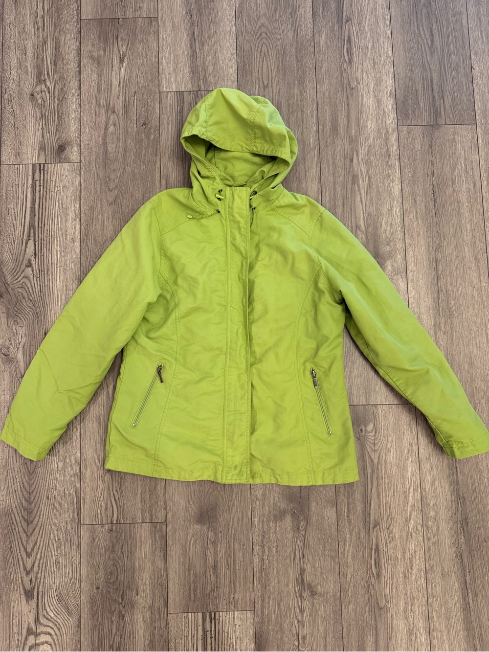 Eddie Bauer Green Full Zip Hooded Women’s Large Windbreaker Jacket